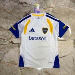 Camiseta Boca 2026 blanca entrenamiento niños